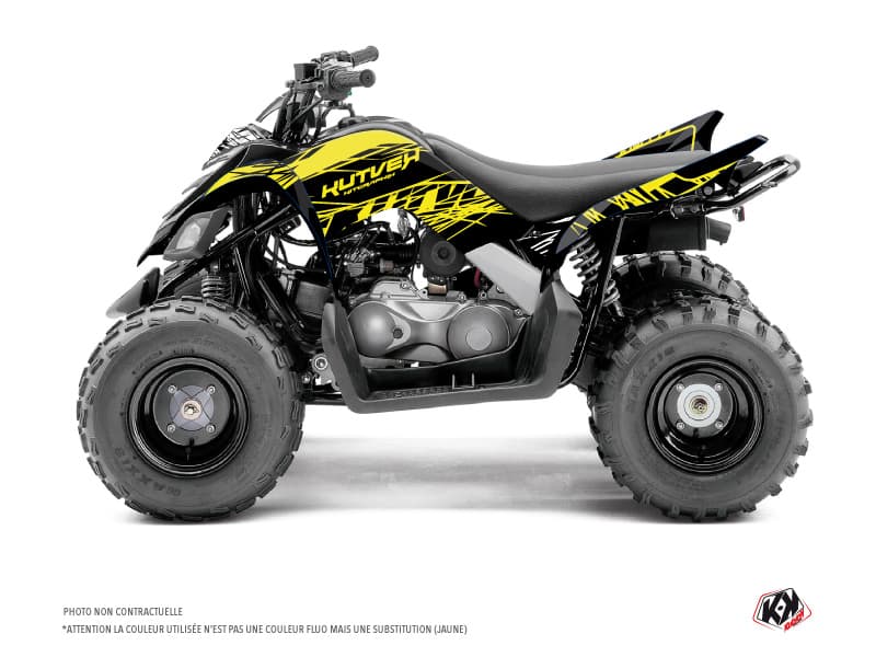 kit graphique quad yamaha raptor 90 eraser fluo jaune