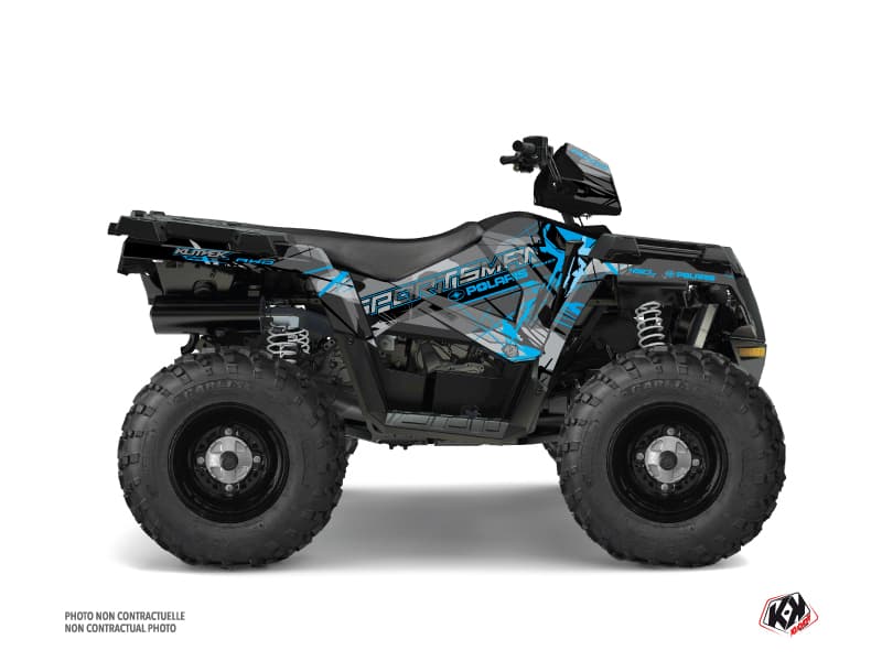 kit graphique quad polaris sportsman 450 evil gris-bleu
