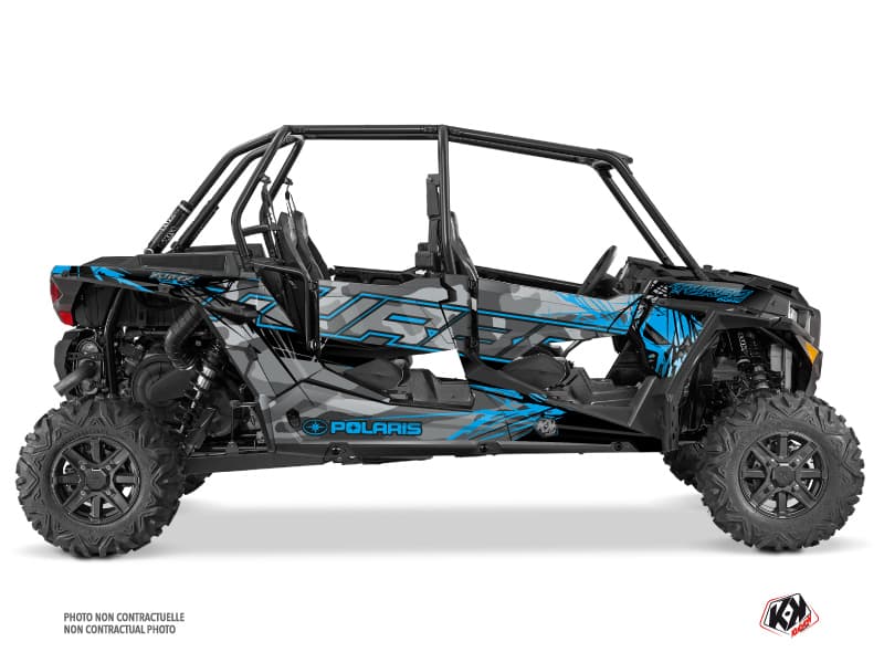 Kit graphique SSV Evil Polaris RZR 1000 Turbo 4 portes Gris Bleu