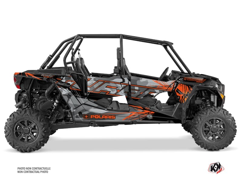 kit graphique ssv polaris rzr xp turbo 4 portes evil gris-orange