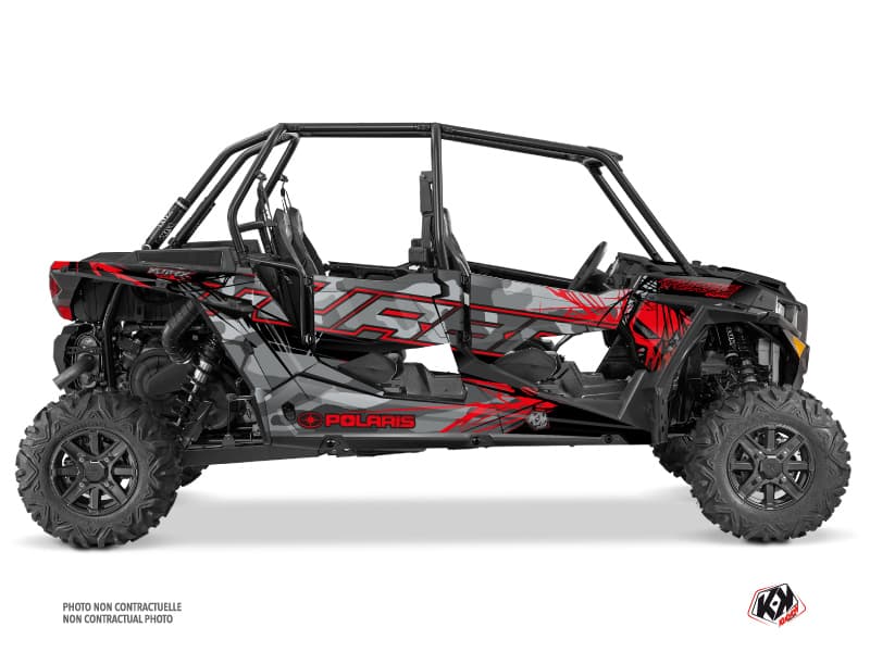 kit graphique ssv polaris rzr xp turbo 4 portes evil gris-rouge
