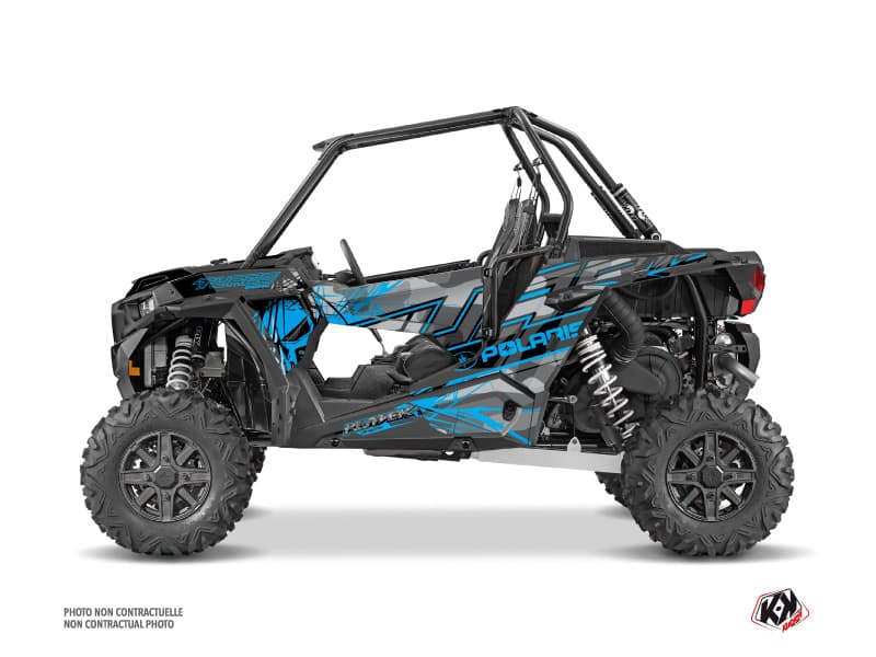kit graphique ssv polaris rzr xp turbo evil gris-bleu