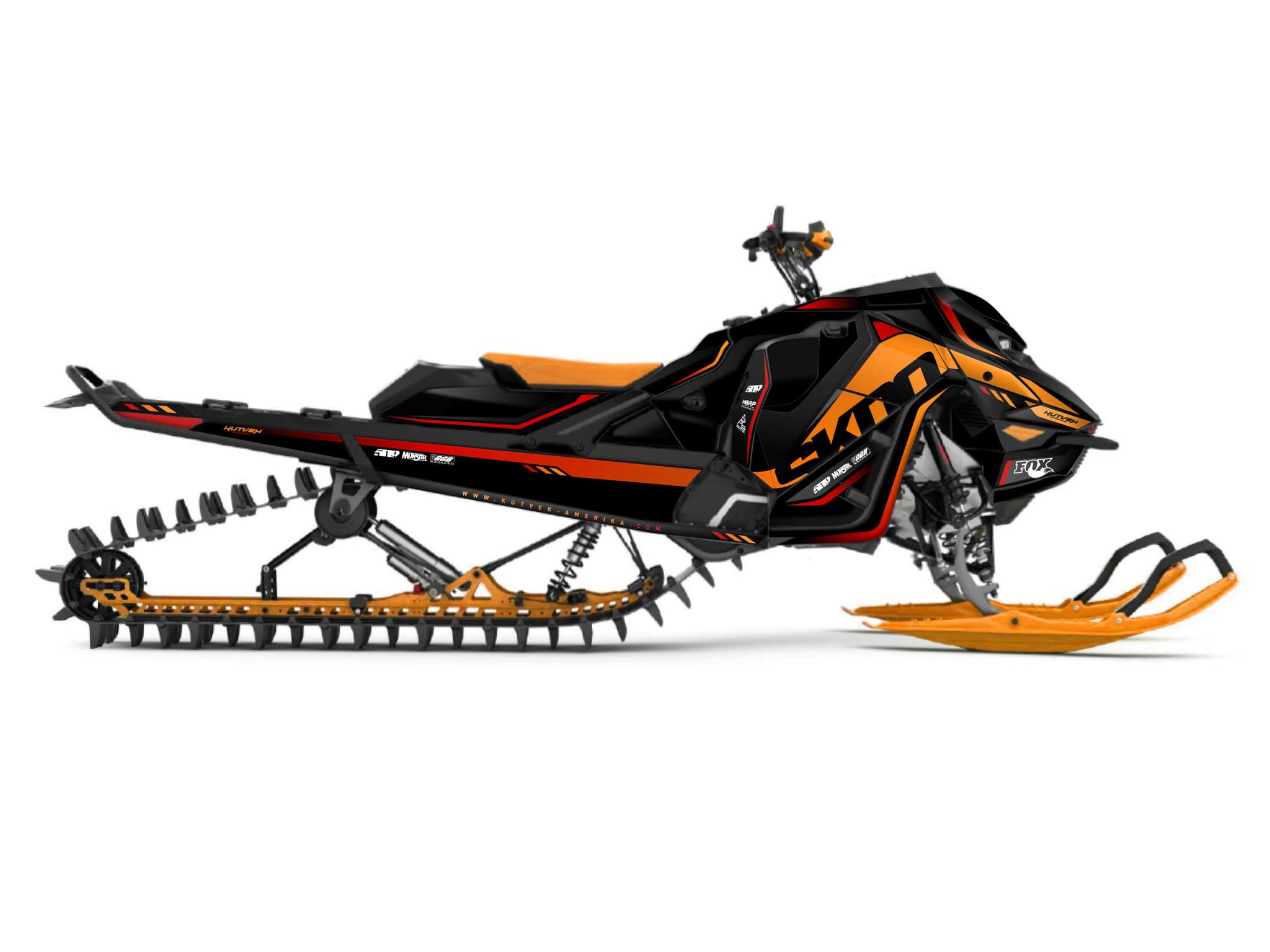 snowmobile skidoo backcountry 600r e-tec fade orange serie graphic kit
