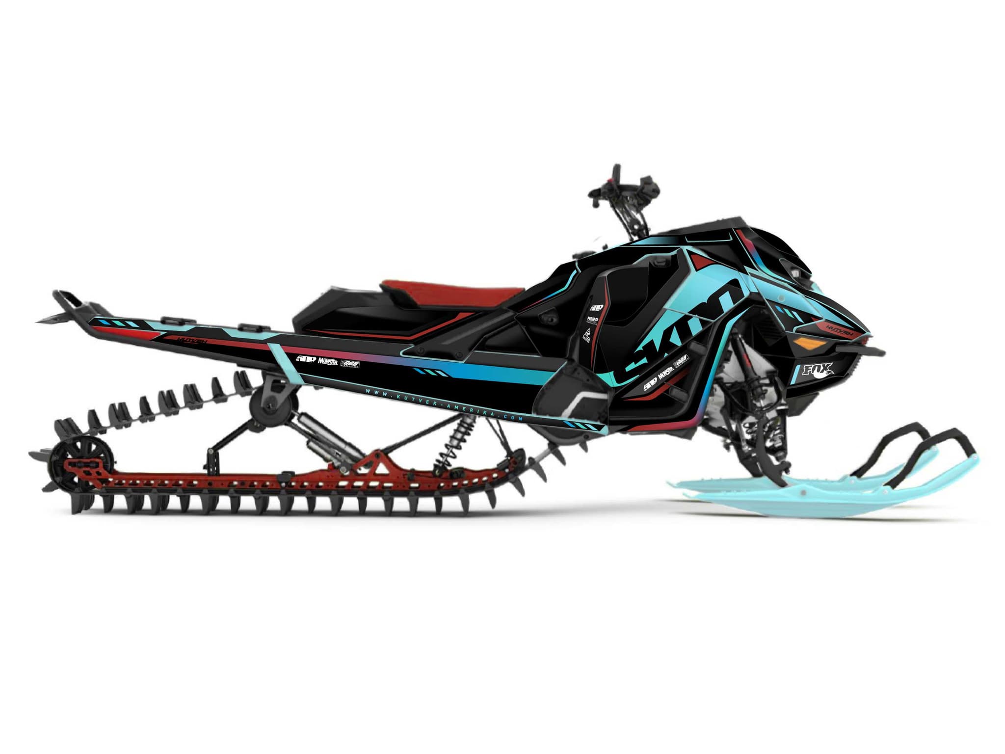 snowmobile skidoo backcountry 600r e-tec fade turquoise serie graphic kit