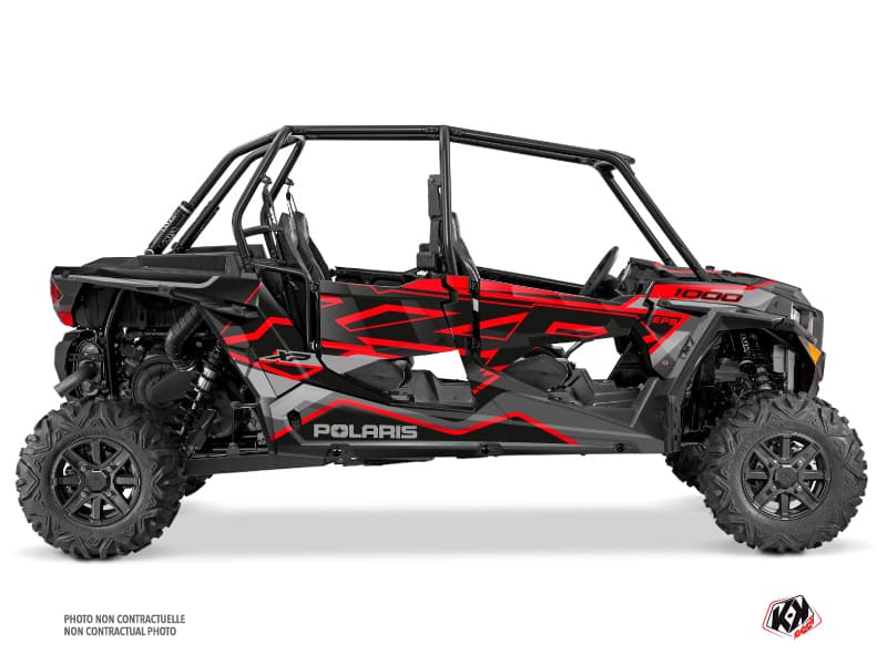 kit graphique ssv polaris rzr xp 1000 4 portes faster noir-rouge