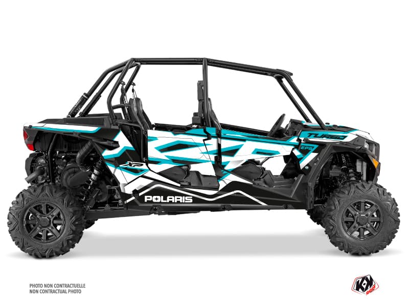 Kit graphique SSV Faster Polaris RZR 1000 Turbo 4 portes Blanc Bleu