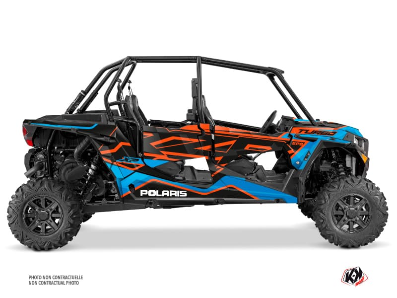 kit graphique ssv polaris rzr xp turbo 4 portes faster orange-bleu