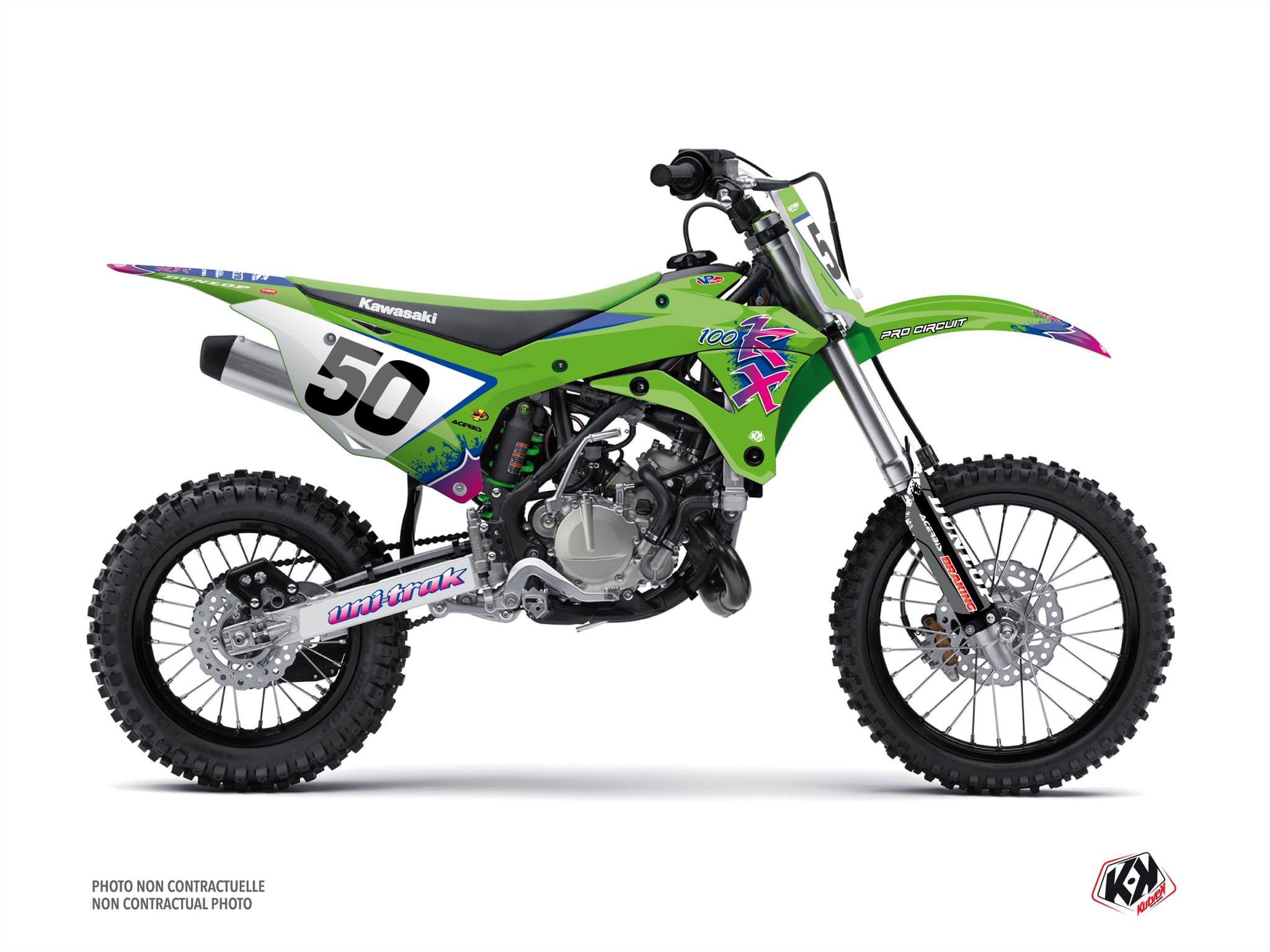 Kit graphique Motocross KAWASAKI KX 100 FIFTY Vert