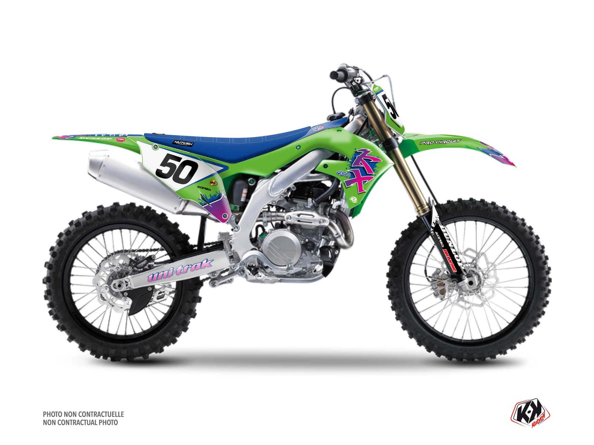 kit graphique motocross kawasaki kx 450 f fifty vert
