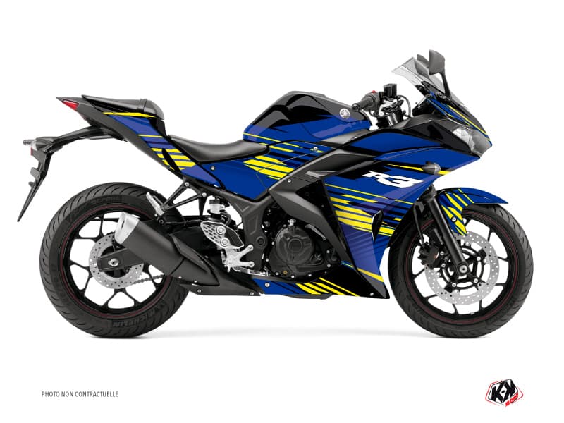 kit graphique moto yamaha r3 flow jaune | Yamaha | Kutvek