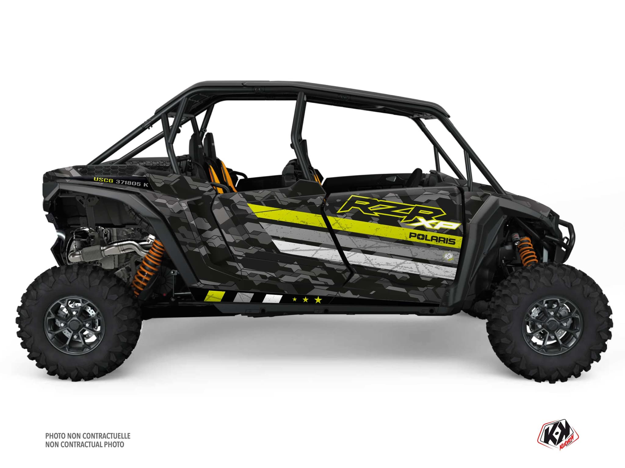 kit graphique ssv polaris rzr xp 4 portes force vert-neon