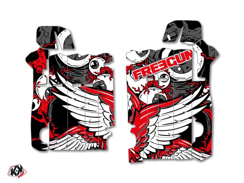 kit graphique grilles de radiateur freegun honda 450 crf 2013-2016 rouge gris