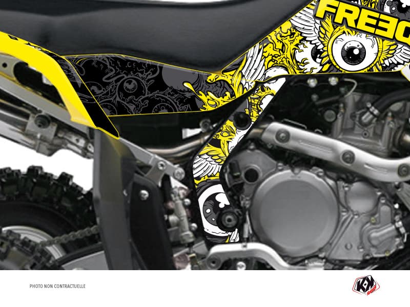 kit graphique protection de cadre quad freegun suzuki 450 ltr jaune x3