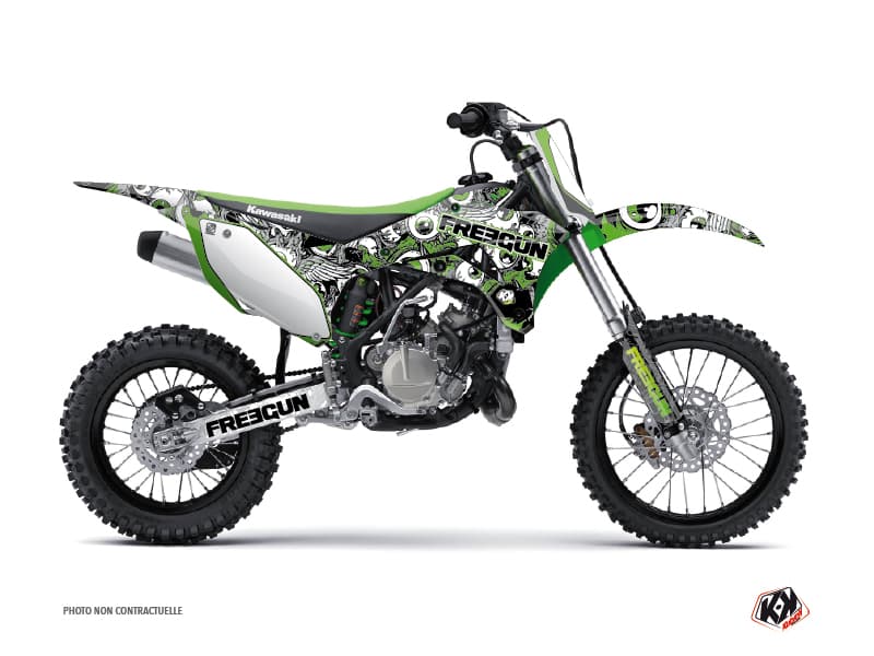 kit graphique motocross kawasaki klx 110 freegun eyed vert