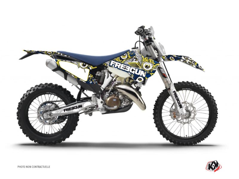 deko-set moto-cross freegun eyed husqvarna 125 te blau gelb