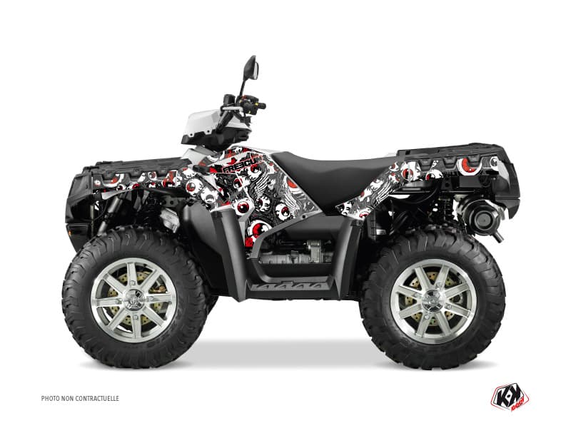 kit graphique quad polaris sportsman 1000 forest freegun eyed gris-rouge