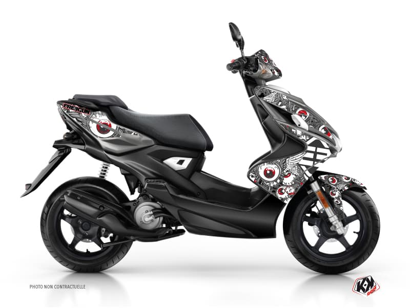 Kit graphique Scooter Freegun Eyed MBK Nitro Gris Rouge