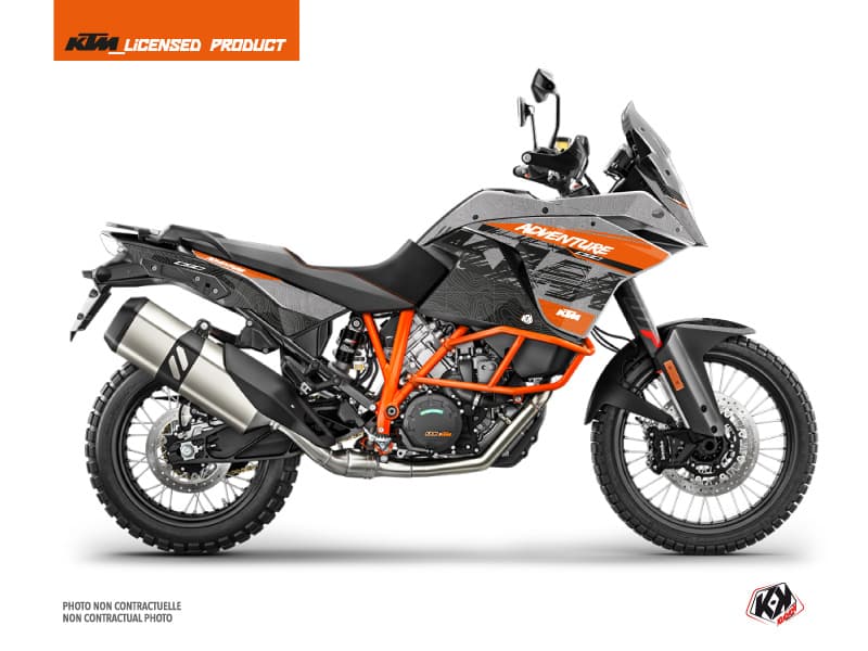 kit graphique moto ktm adventure 1090 r gear gris-orange