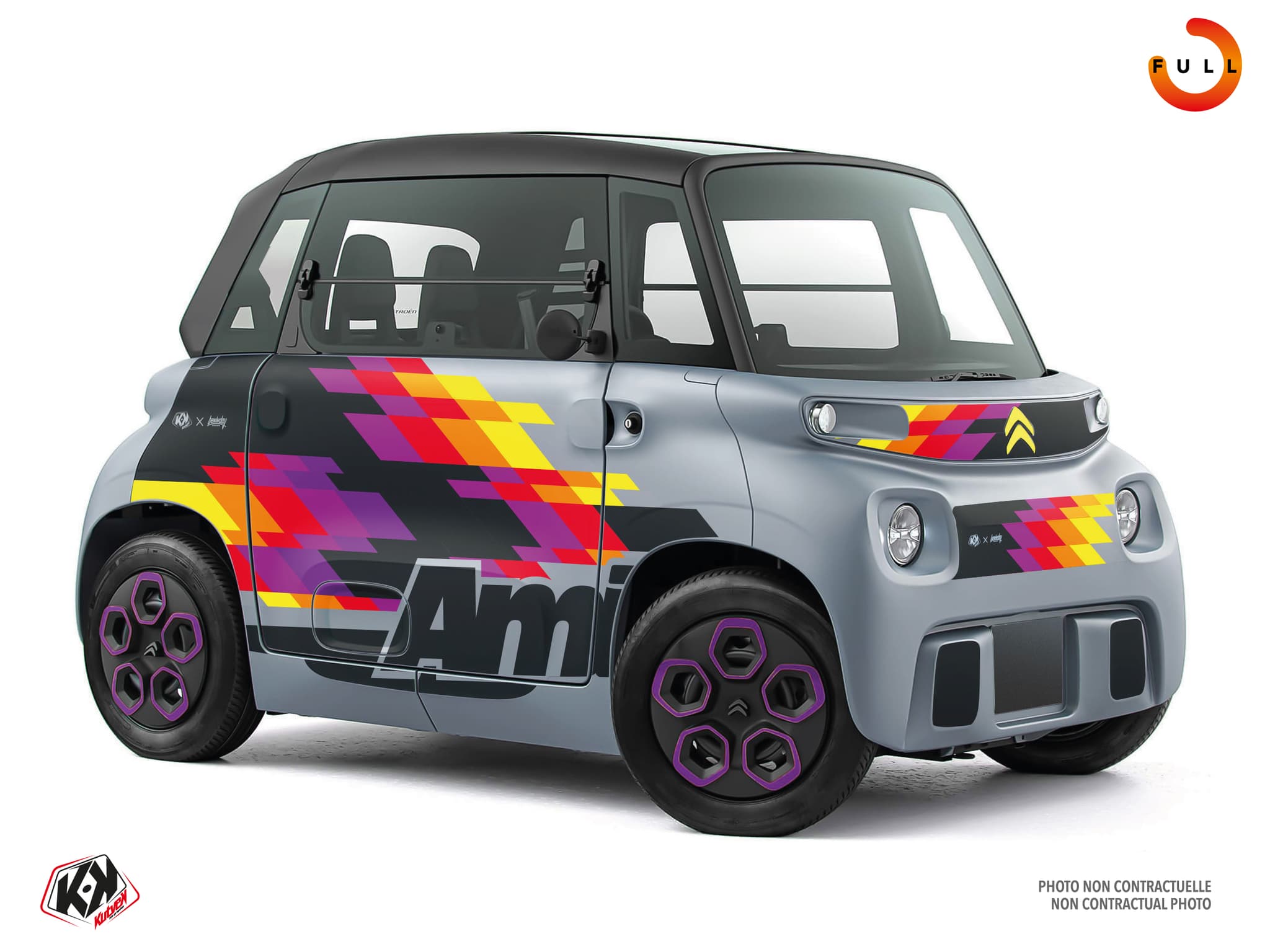 kit graphique golf cart citroën ami glitch bleu