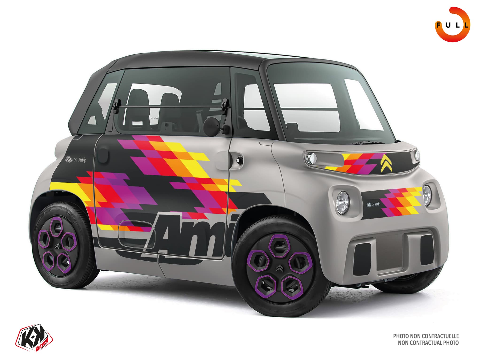Kit Graphique golf cart citroën ami glitch gris