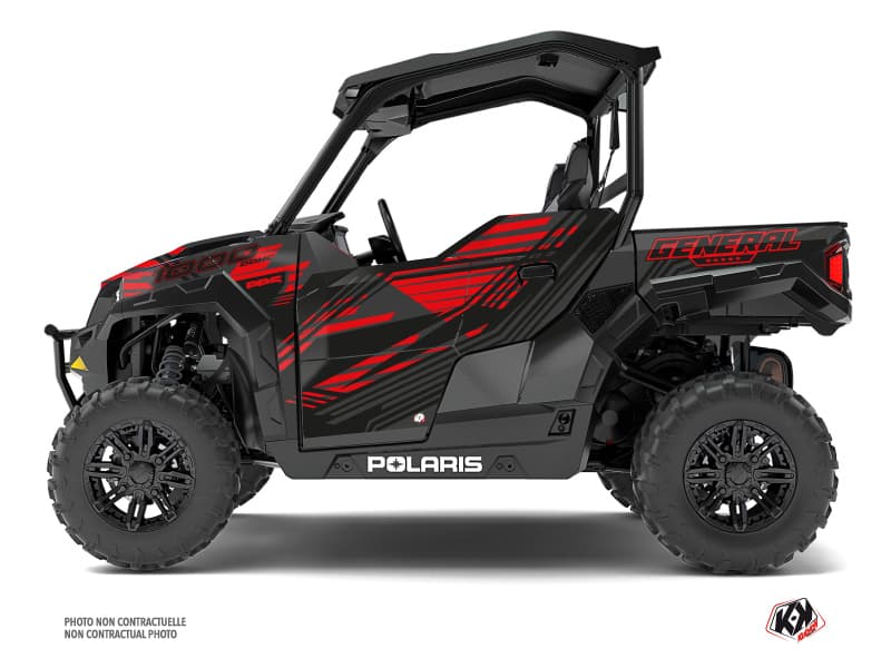 kit graphique ssv polaris general 1000 graphite noir-rouge | Polaris | Kutvek