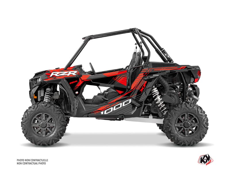 kit graphique ssv polaris rzr xp 1000 graphite noir-rouge