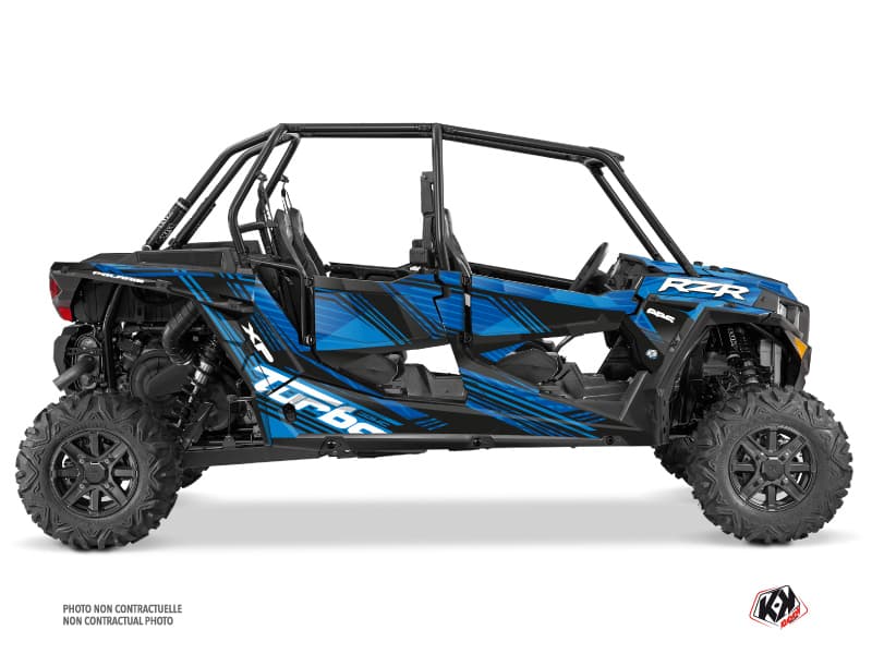 kit graphique ssv polaris rzr xp turbo 4 portes graphite bleu