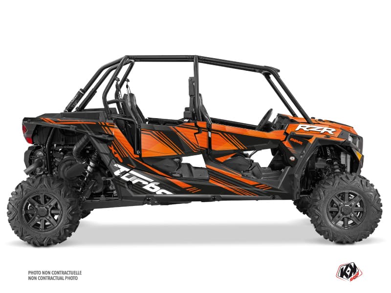 kit graphique ssv polaris rzr xp turbo 4 portes graphite orange