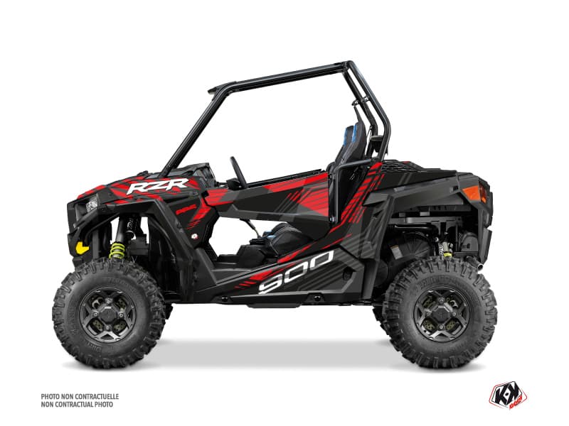 kit graphique ssv polaris rzr s 900 graphite noir-rouge