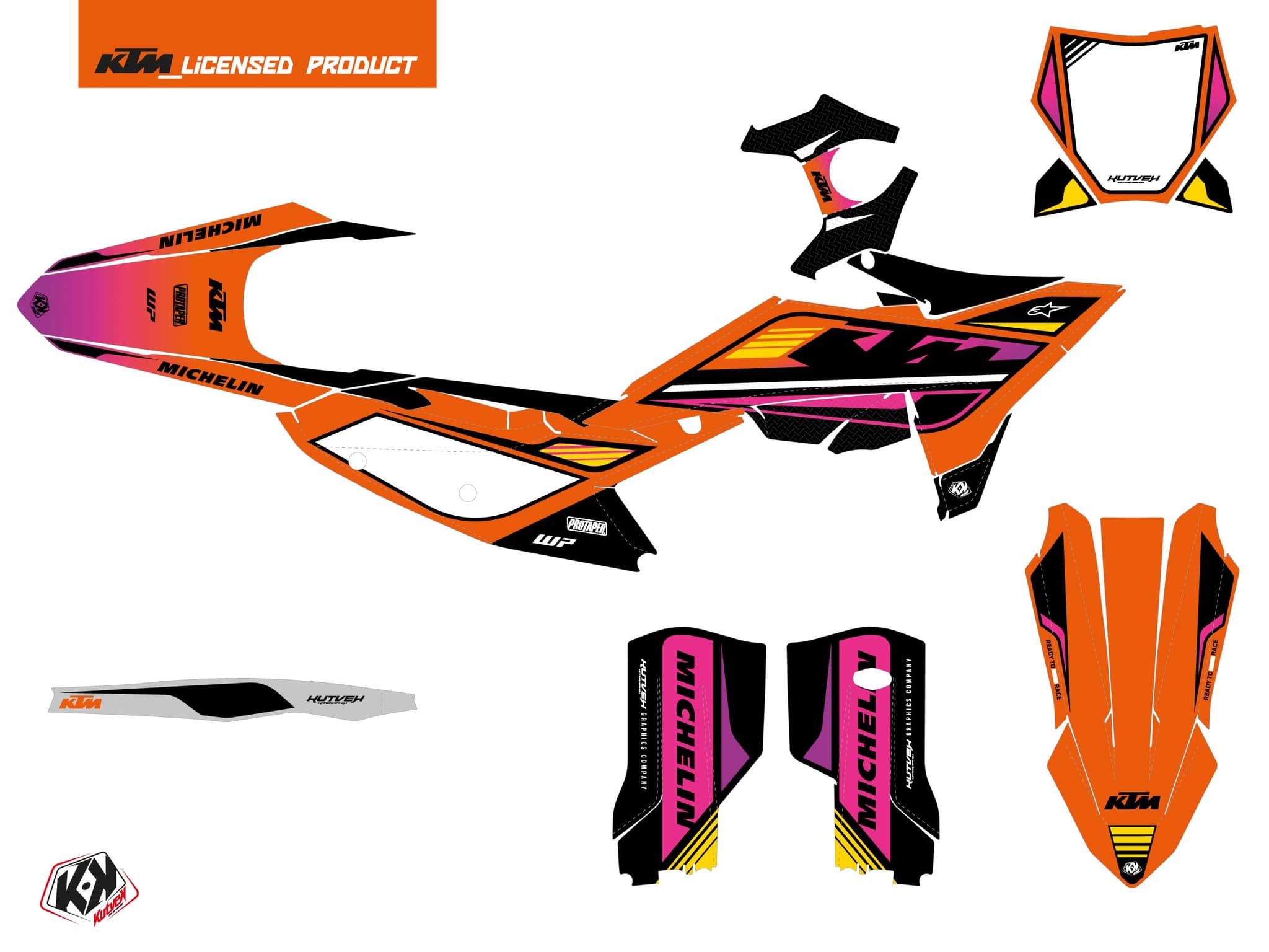 Dirt Bike KTM SX 450 F HALO Pink graphic kit | KTM | Kutvek