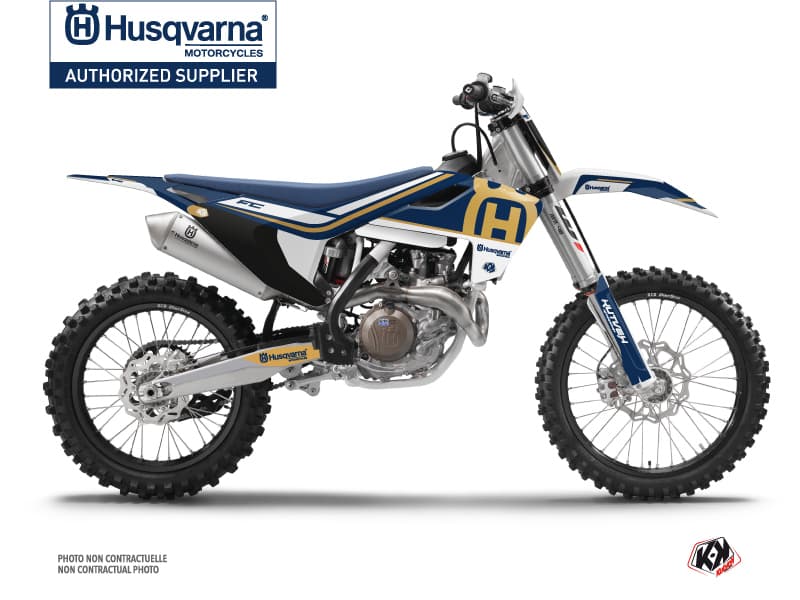 deko-set moto-cross husqvarna fc 250 heritage blau