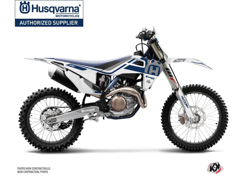 deko-set moto-cross heritage husqvarna fc 350 weiß grau