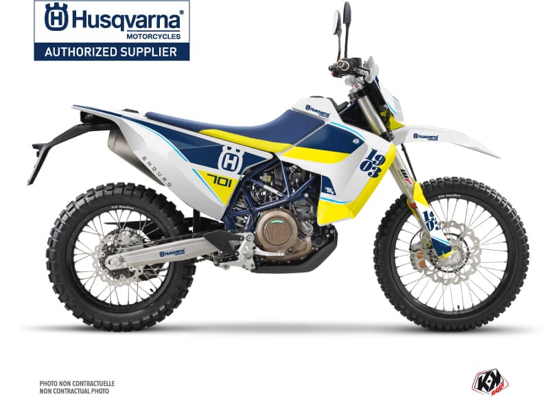 kit graphique motocross husqvarna enduro 701 lr heyday bleu-jaune