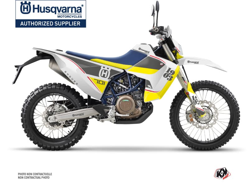 kit graphique motocross husqvarna enduro 701 lr heyday gris-jaune