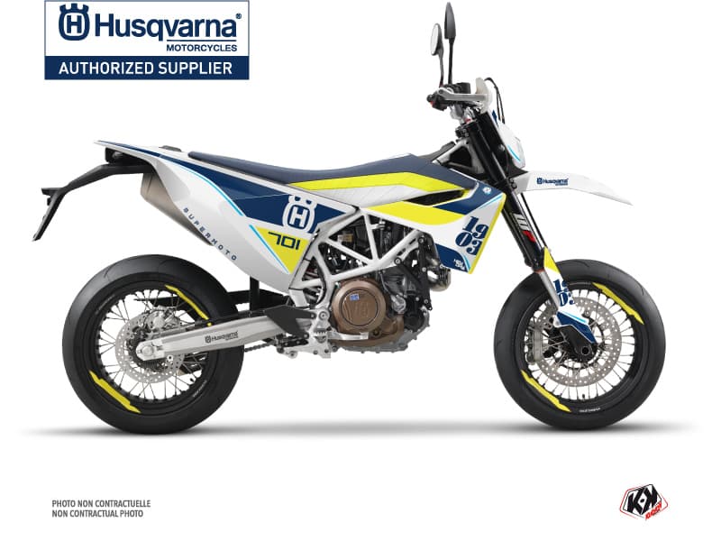 Kit graphique Moto Heyday Husqvarna 701 Supermoto Bleu Jaune | Husqvarna | Kutvek