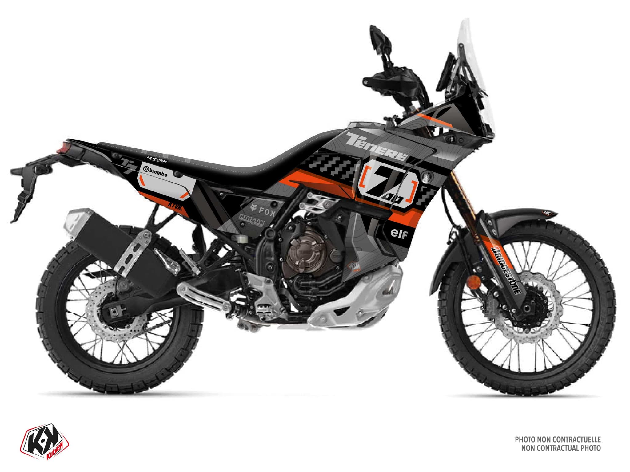 Kit Graphique moto yamaha tenere 700 world raid hurdle gris