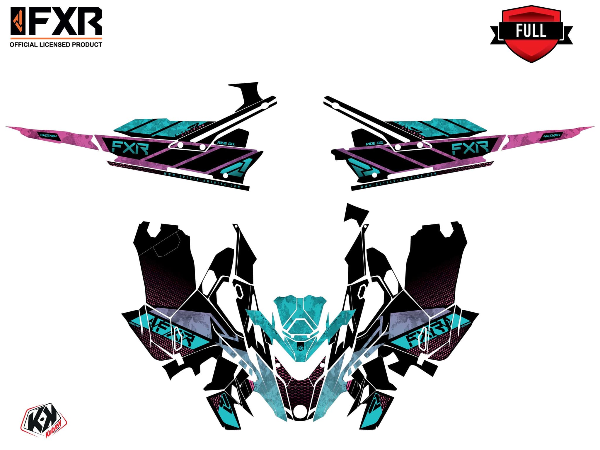Graphic Kit Snowmobile Lynx Boondocker DS FXR Inert Turquoise | Lynx | Kutvek