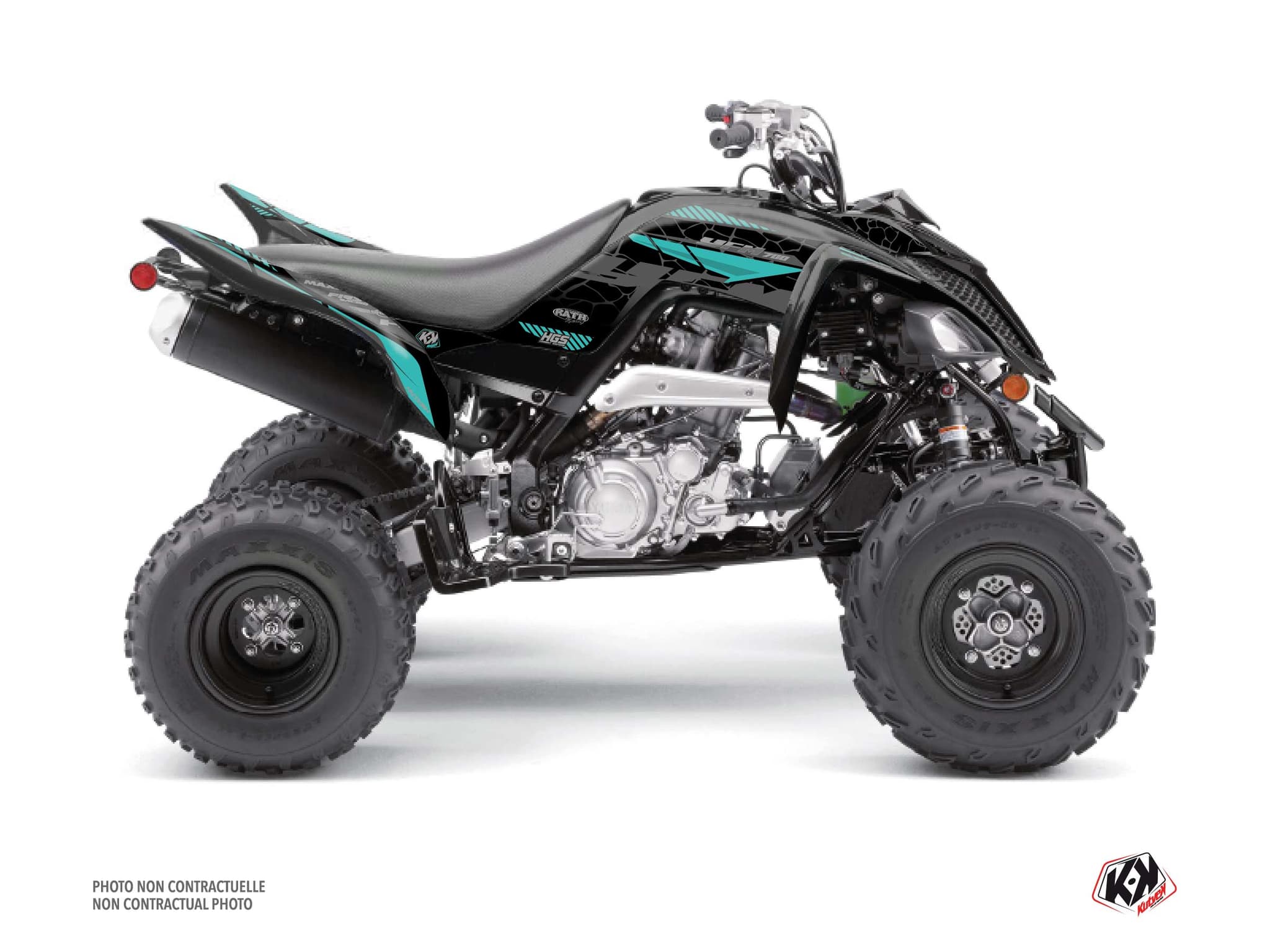 Kit graphique Quad Kaiman Yamaha 700 Raptor Noir Turquoise