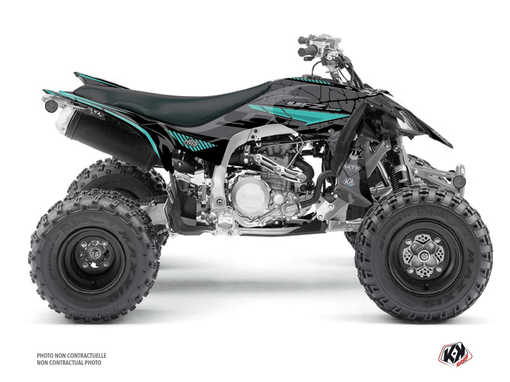 kit graphique quad yamaha yfz 450 r kaiman noir-turquoise