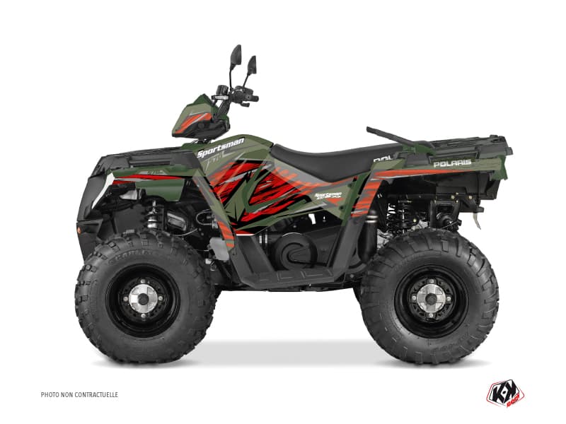 atv polaris sportsman 570 touring jungle green-red graphic kit