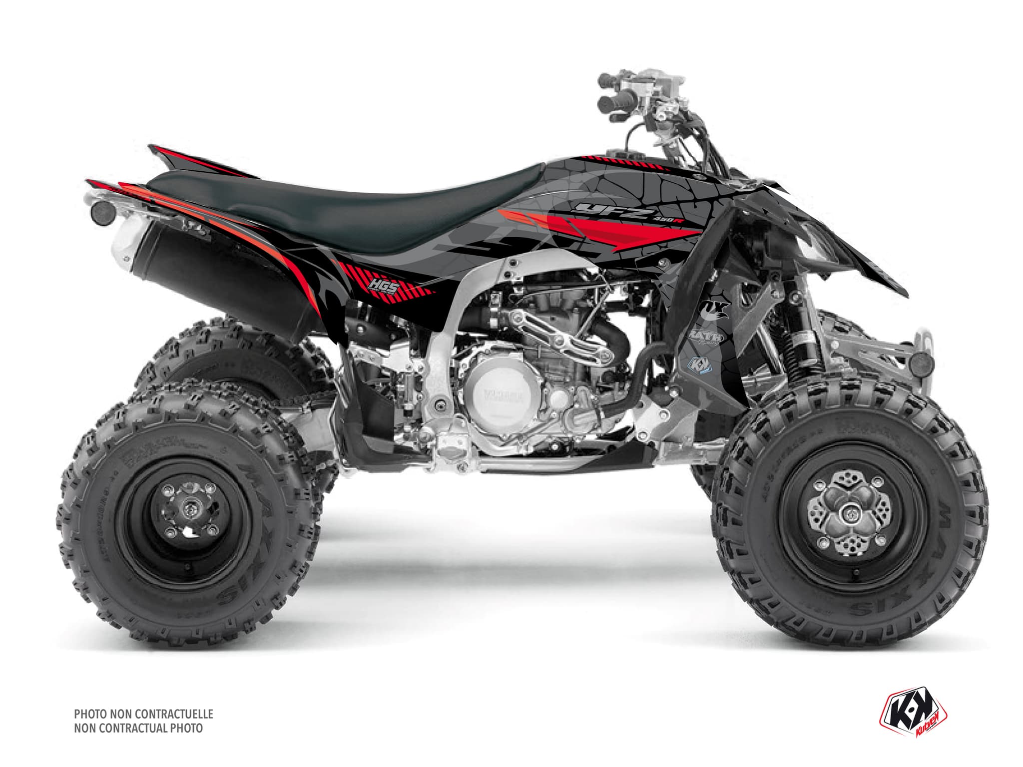 kit graphique kaiman noir-rouge quad yamaha yfz 450 r