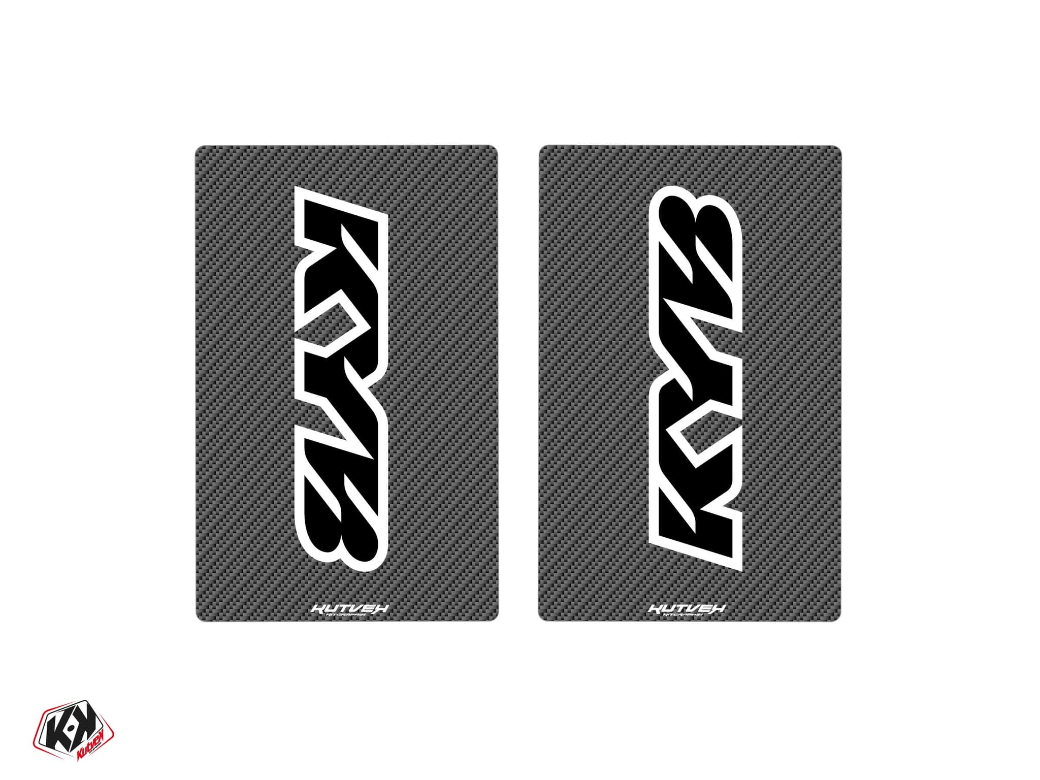 aufkleber für moto-cross-gabel kyb v2 schwarz karbon - 250x160mm