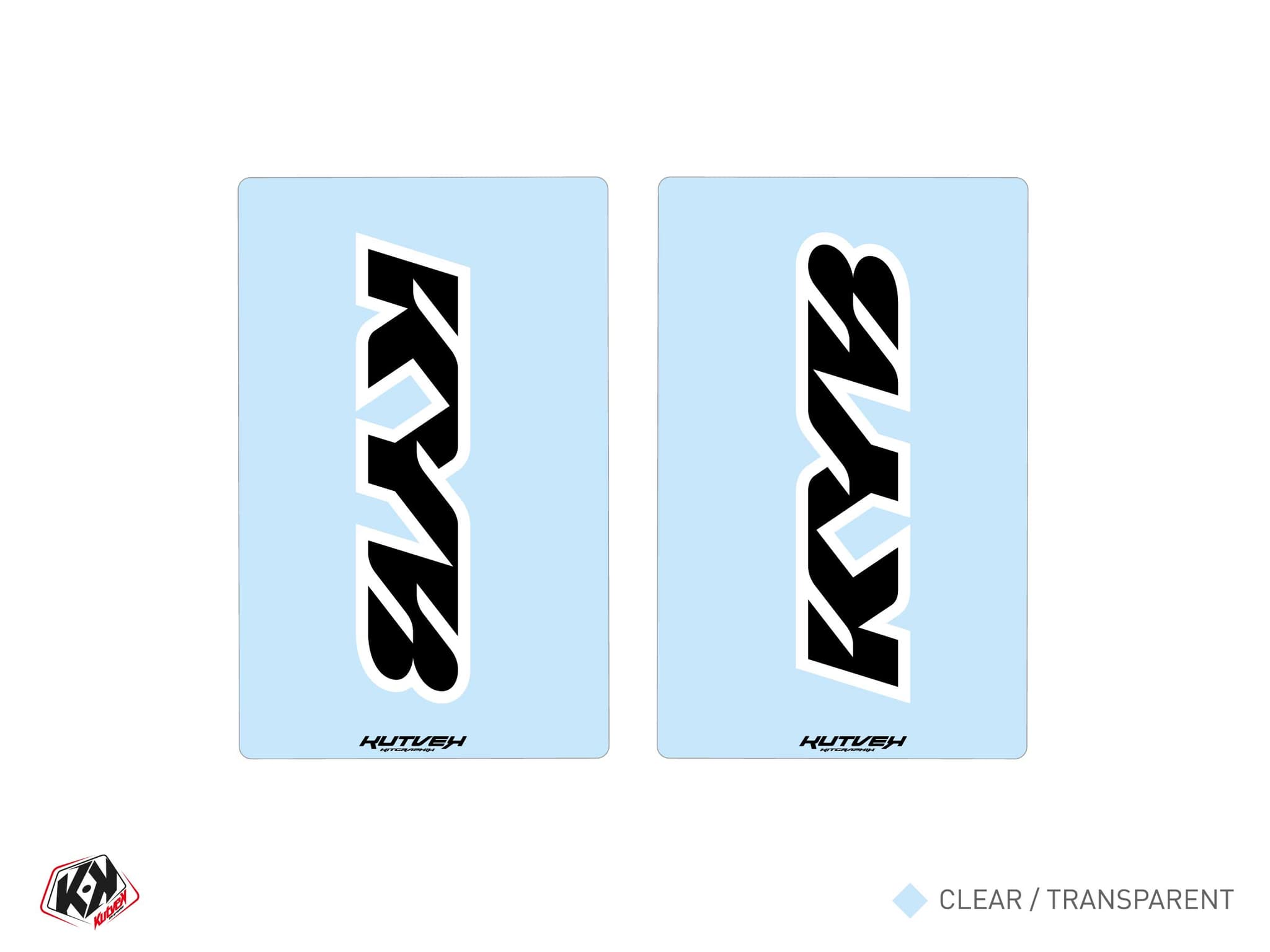 aufkleber für moto-cross-gabel kyb v2 schwarz transparent - 250x160mm | Stickers de fourche | Kutvek
