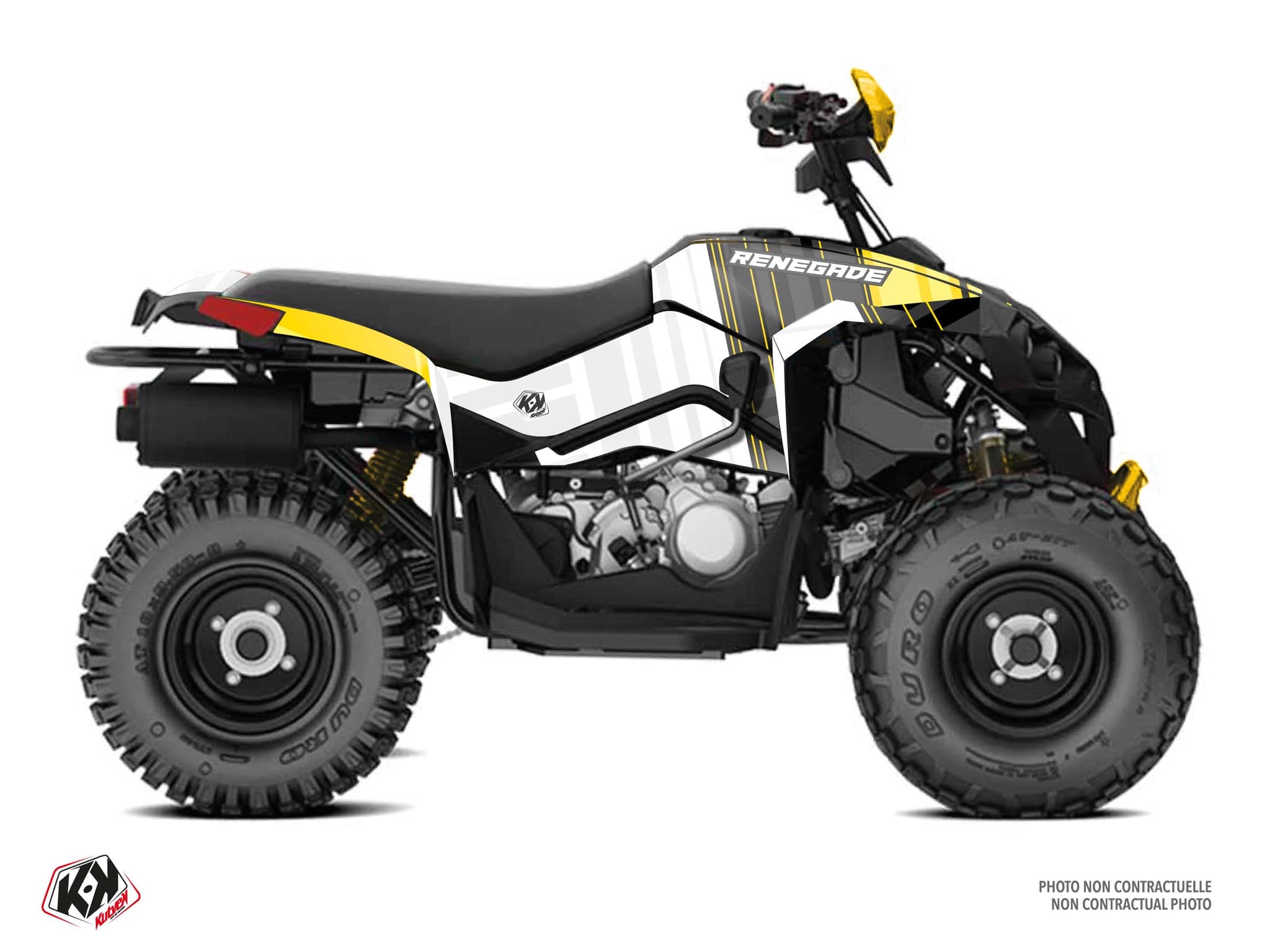 Kit graphique Quad CAN-AM RENEGADE 110 KINETIK Gris-Jaune | Can am | Kutvek