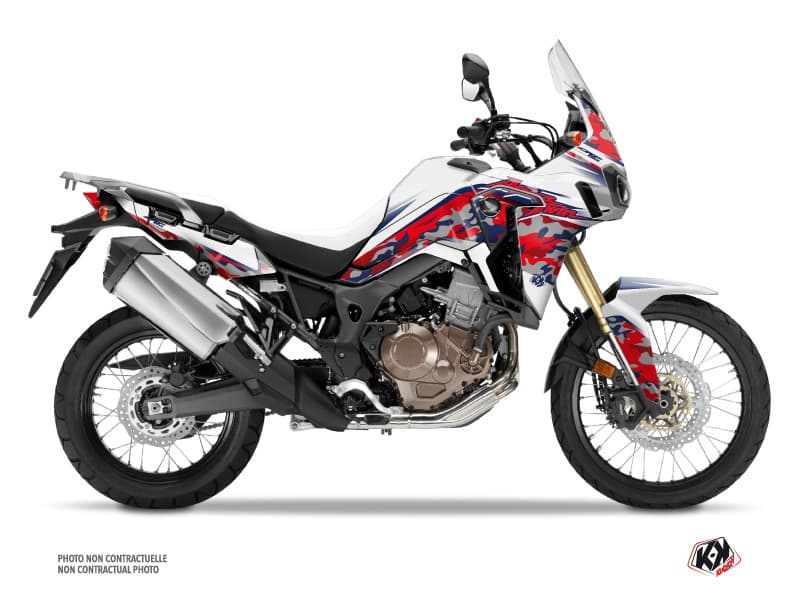 Kit Graphique Moto kommando Honda Africa Twin CRF 1000 L Rouge Bleu