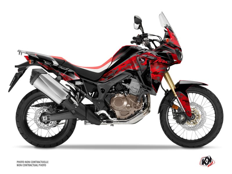 Kit Graphique Moto kommando Honda Africa Twin CRF 1000 L Rouge Noir