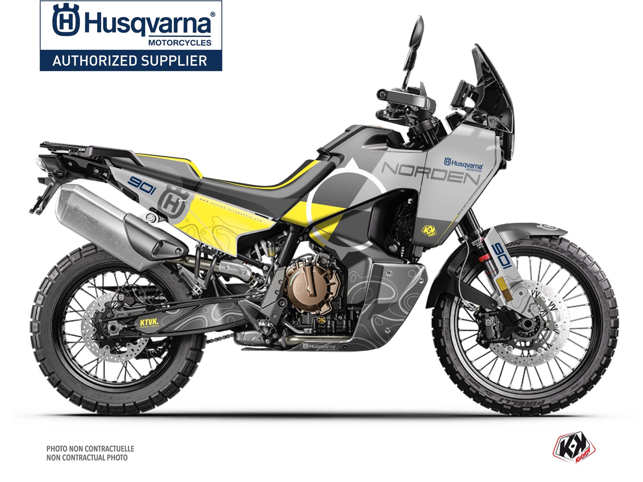 Kit Graphique Moto KOMPASS Husqvarna Norden 901 Jaune