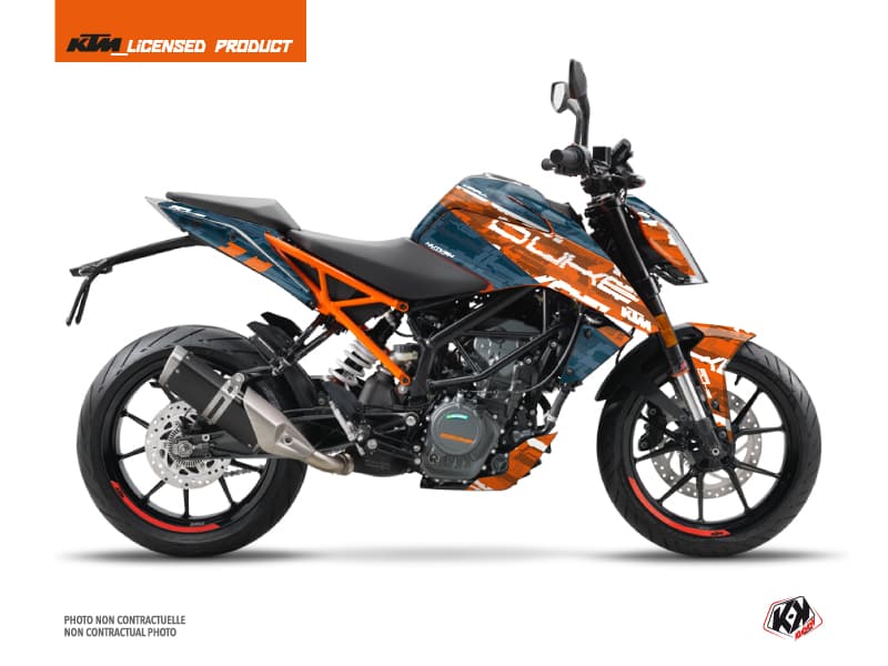 kit graphique moto ktm duke 390 krav orange-bleu