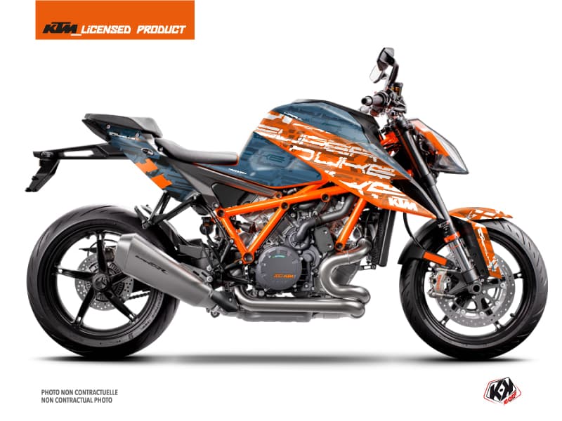 kit graphique moto ktm super duke 1290 r krav orange-bleu