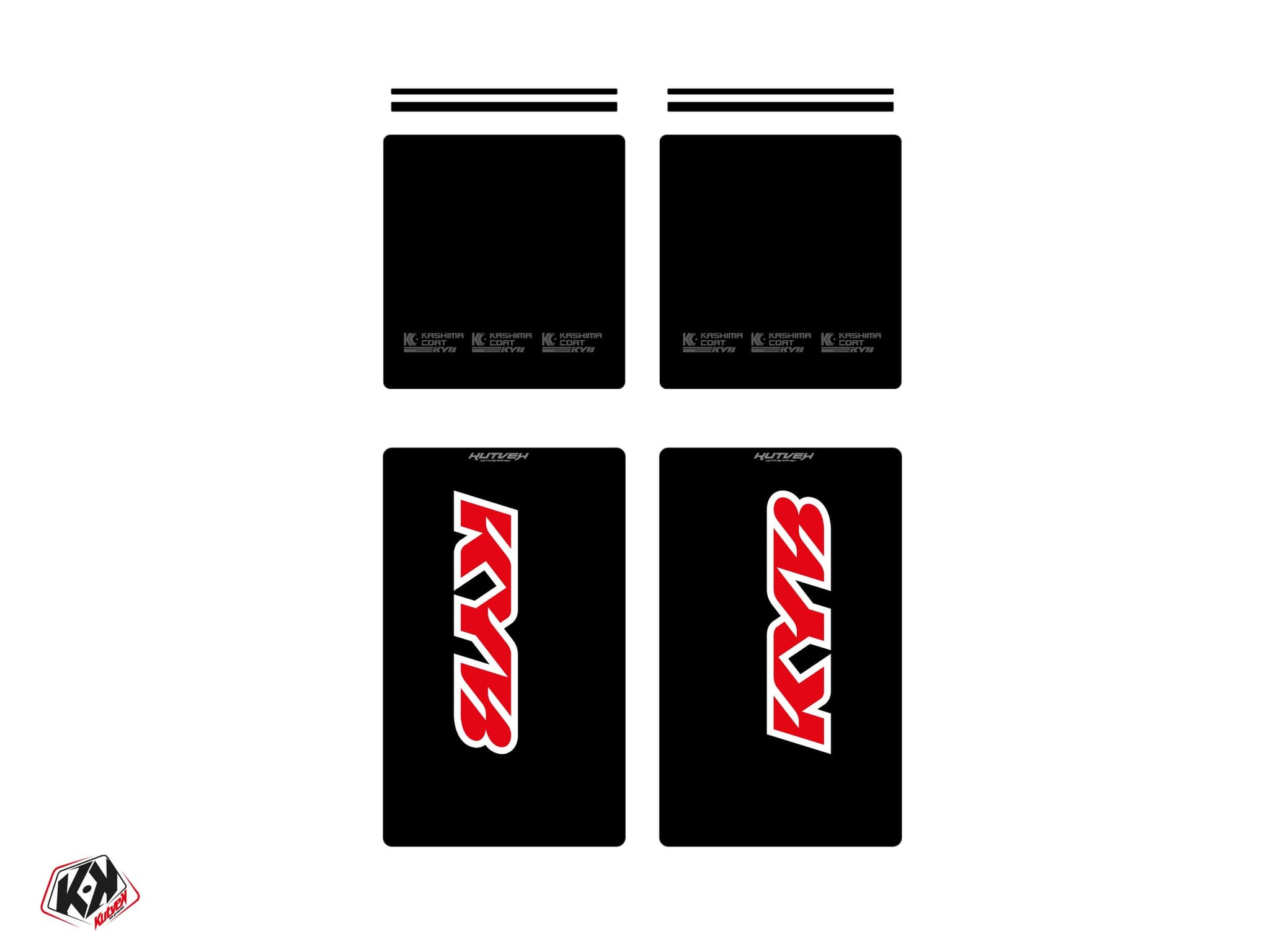 Full Fork Stickers Dirt Bike KYB V1 - 305x185mm + 185x195mm (Adaptable) | Stickers de fourche | Kutvek
